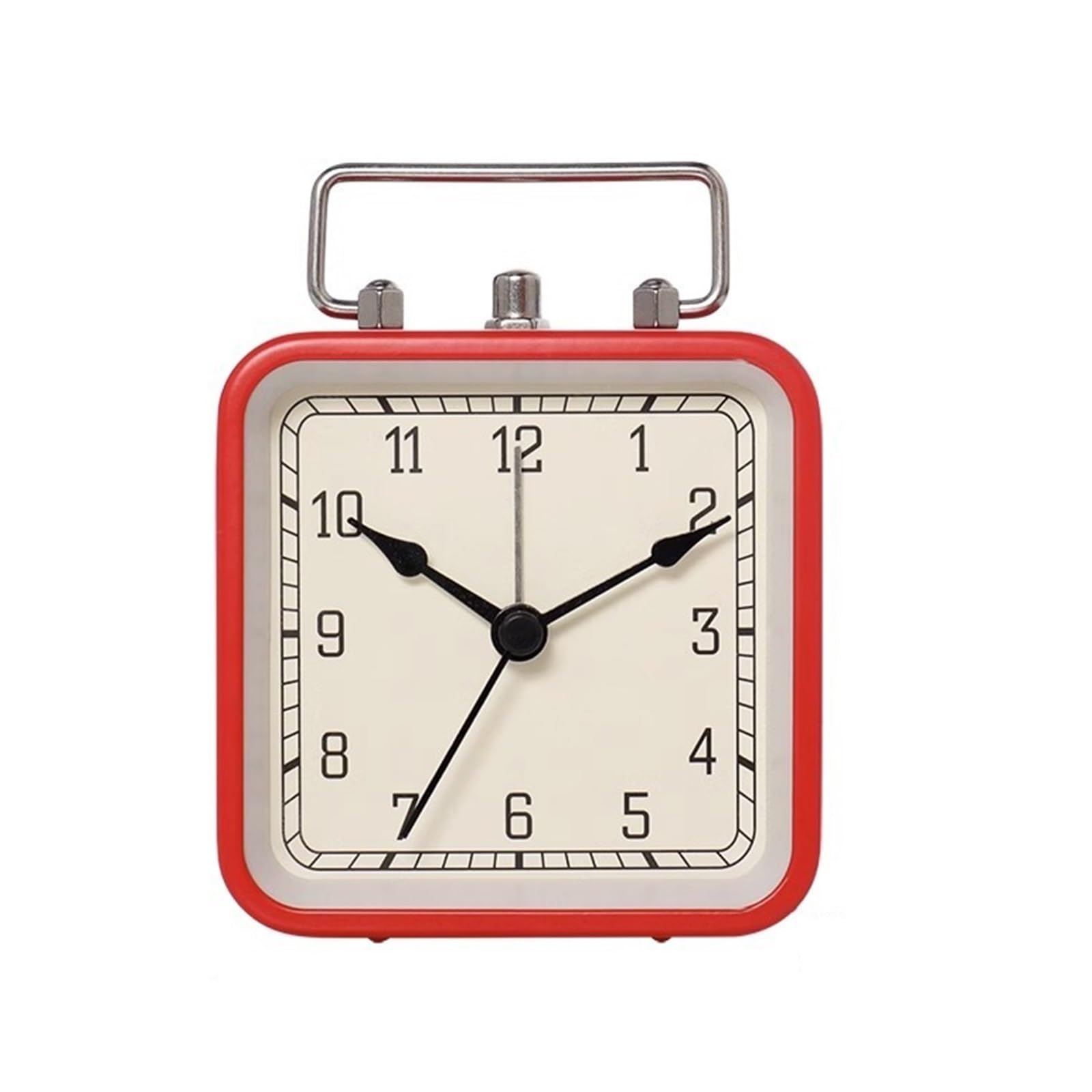 J9V4G6S3B5 Desk Clock Vintage Metal Night Light Alarm Clock for Bedroom Student Quiet Table Desk Hour analogue alarm clock(Red)
