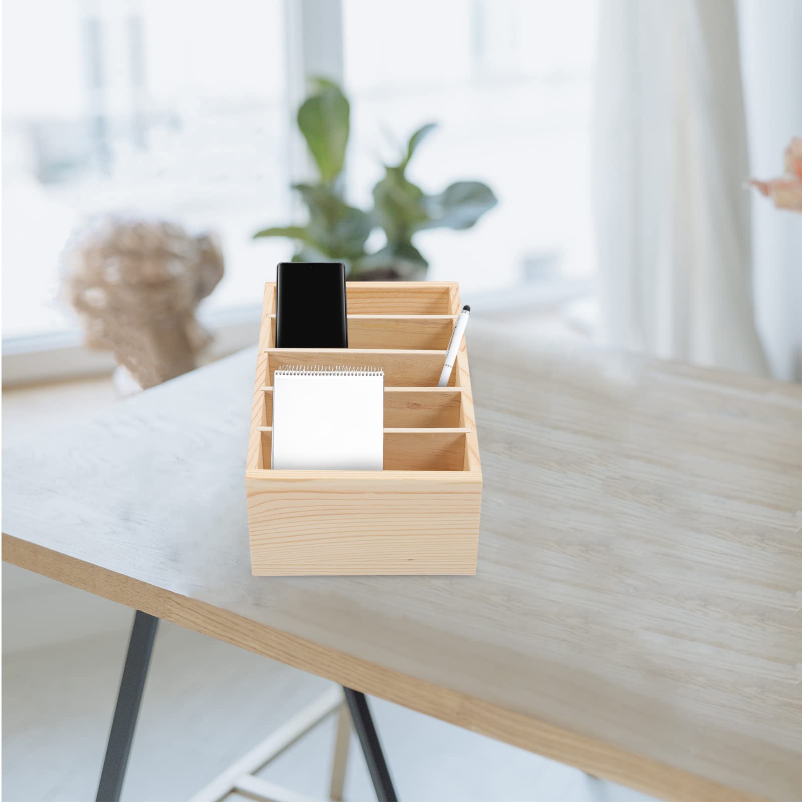 Cabilock 5griglie Supporto per Smartphone in Legno Portaoggetti da Scrivania Compatto e Multifunzionale Organizzatore per Ufficio e Casa per Tenere in Ordine la Tua Postazione di Lavoro