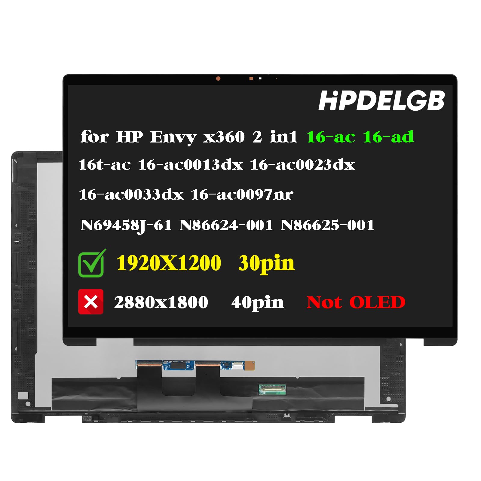 Amazon.com: Replacement for HP Envy x360 2-in-1 16-ac 16-ad 16t-ac