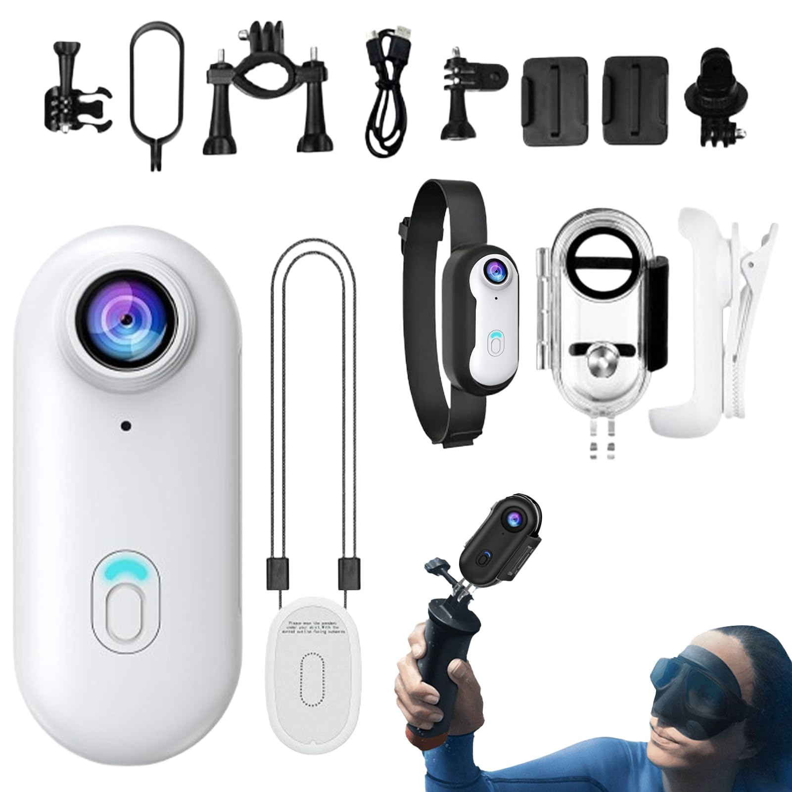 Body Camera – Action Camera tascabile | Tiny Cam, dispositivo impermeabile per vlogging per sport bici ciclismo palestra escursionismo viaggi all'aperto, grandangolo a 170 gradi