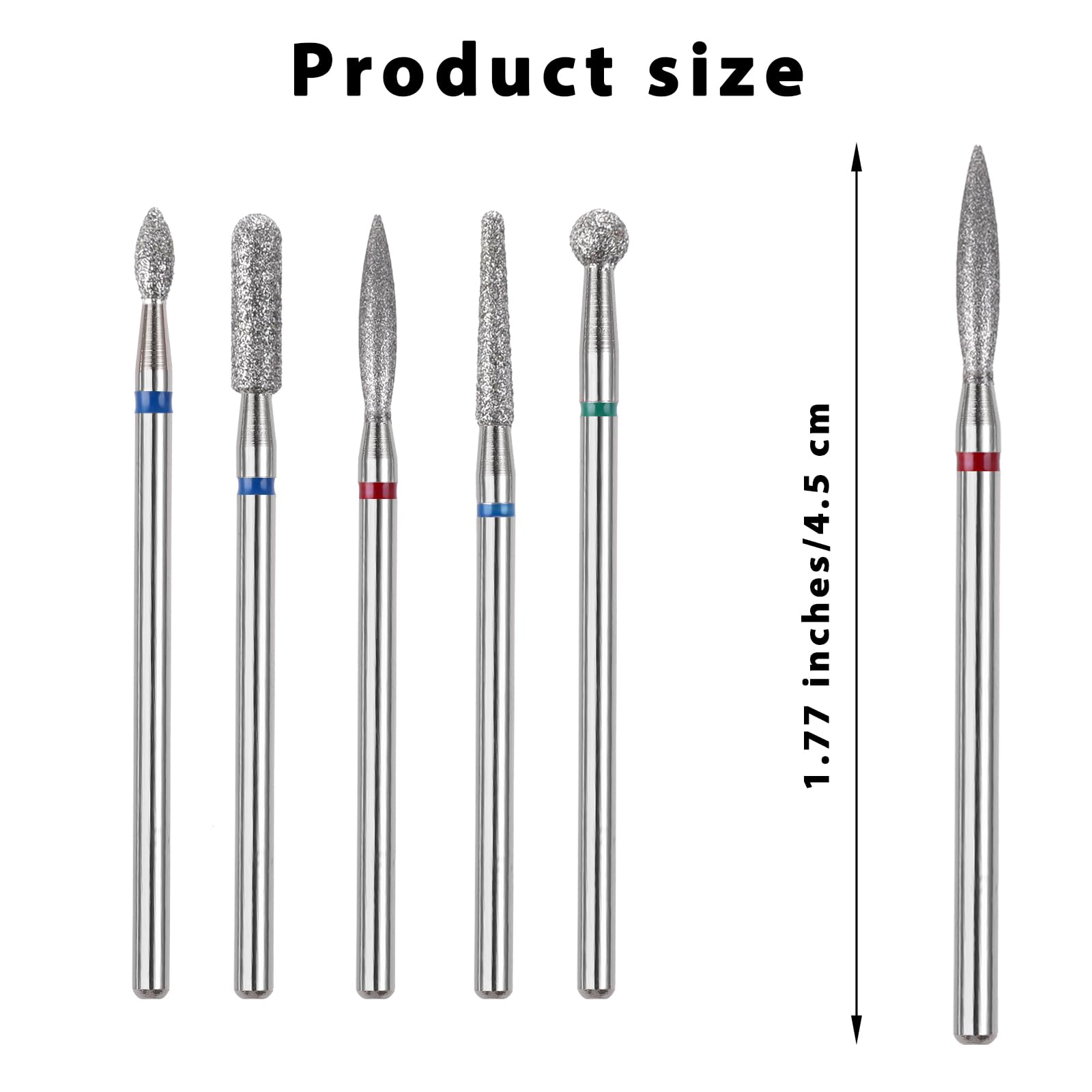 Sibba 5 Brocas de Seguridad para Uñas Broca de Cutícula de Llama para Manicura Rusa Broca Limpia para Cutícula Broca de Diamante para Uñas Cabeza de Bola de Llama Broca de Forma de Aguja