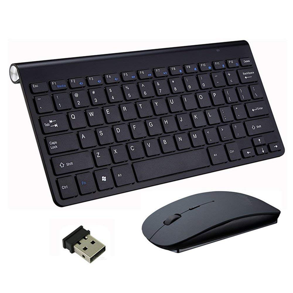 longdafei Wireless Keyboard and Mouse Set, 2.4G Slim Keyboard & Mouse Combo with 3 Adjustable DPI for Windows, Laptop, Notebook, PC, Desktop (Black)