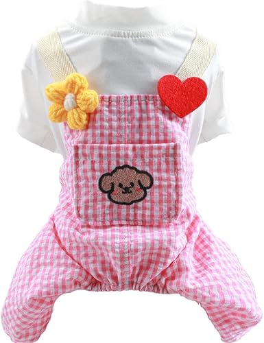 Ropa de perro para perros pequeños, ropa para perros y niñas, camisas de verano para perros, camisas elegantes a cuadros, overol lindo para