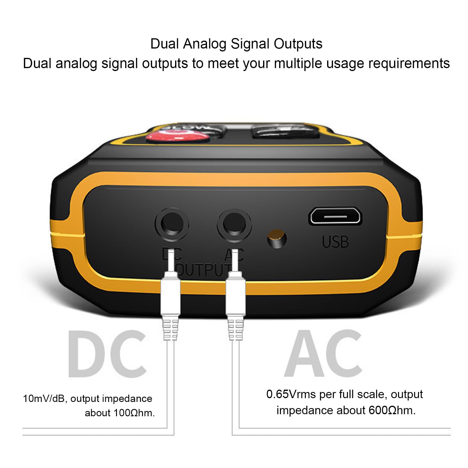 Sonómetro, comprobador digital de decibelios con salida dual CA/CC, monitor ruido portátil for medición ambiental