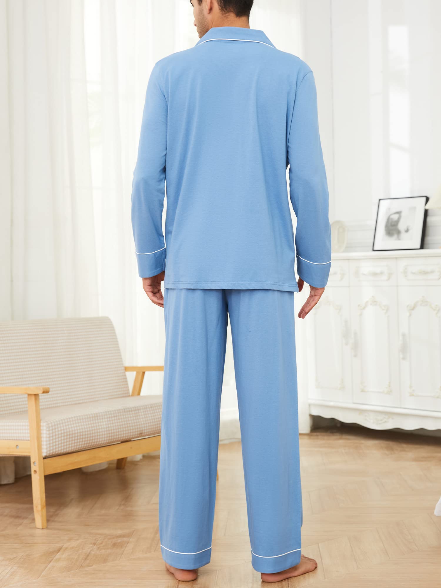 U2SKIIN Schlafanzug Herren lang 100% Baumwolle Herren Pyjamas Set Herrenschlafanzug Langarm Schlafanzug Männer Nachtwäsche Loungewear Sleepwear