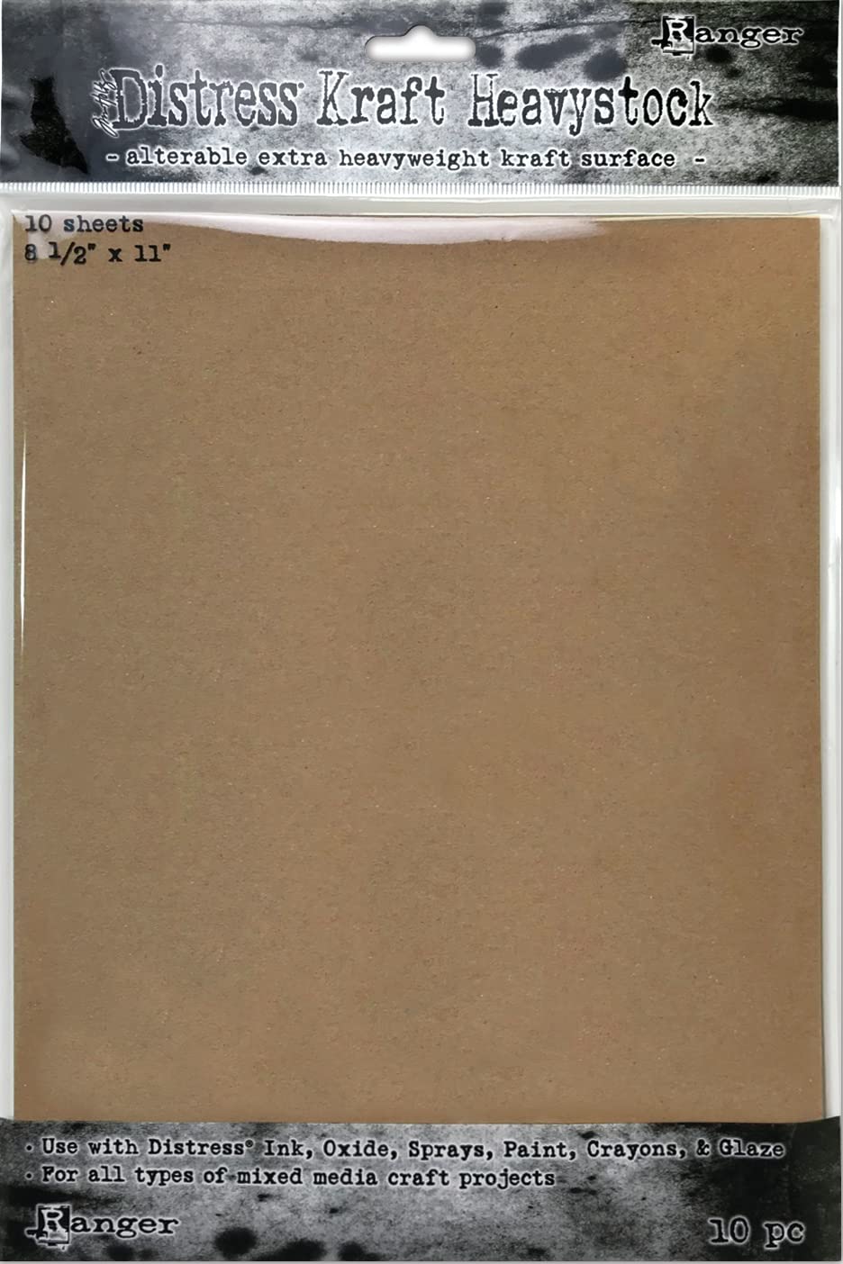Ranger Kraft Tda76384 Tim Holtz Distress Kraft Heavystock 10/Pkg-8.5"X11" -Tda76384