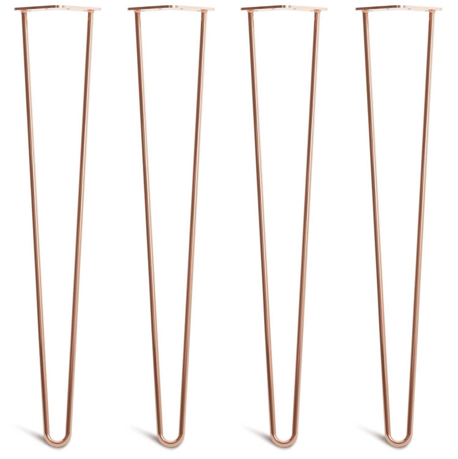 [HLC] 4 x Hairpin Table Legs – Superior Double Weld Steel Construction With Screws, Build Guide & Protector Feet Worth £8 Included! – 10mm Steel [28"/71cm,Copper]