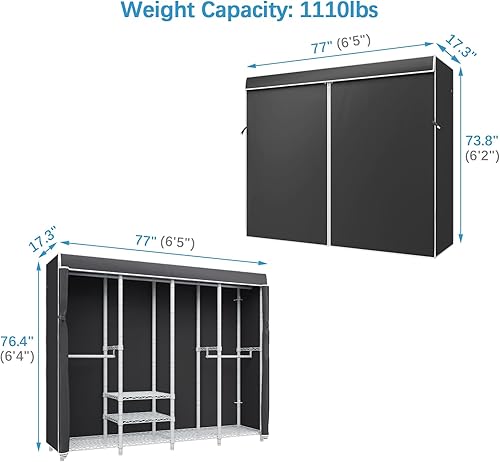 Miniatura 5 de VIPEK V40C - Perchero de ropa cubierto resistente con cubierta armario independiente personalizado armario portátil para dormitorio estante de ropa