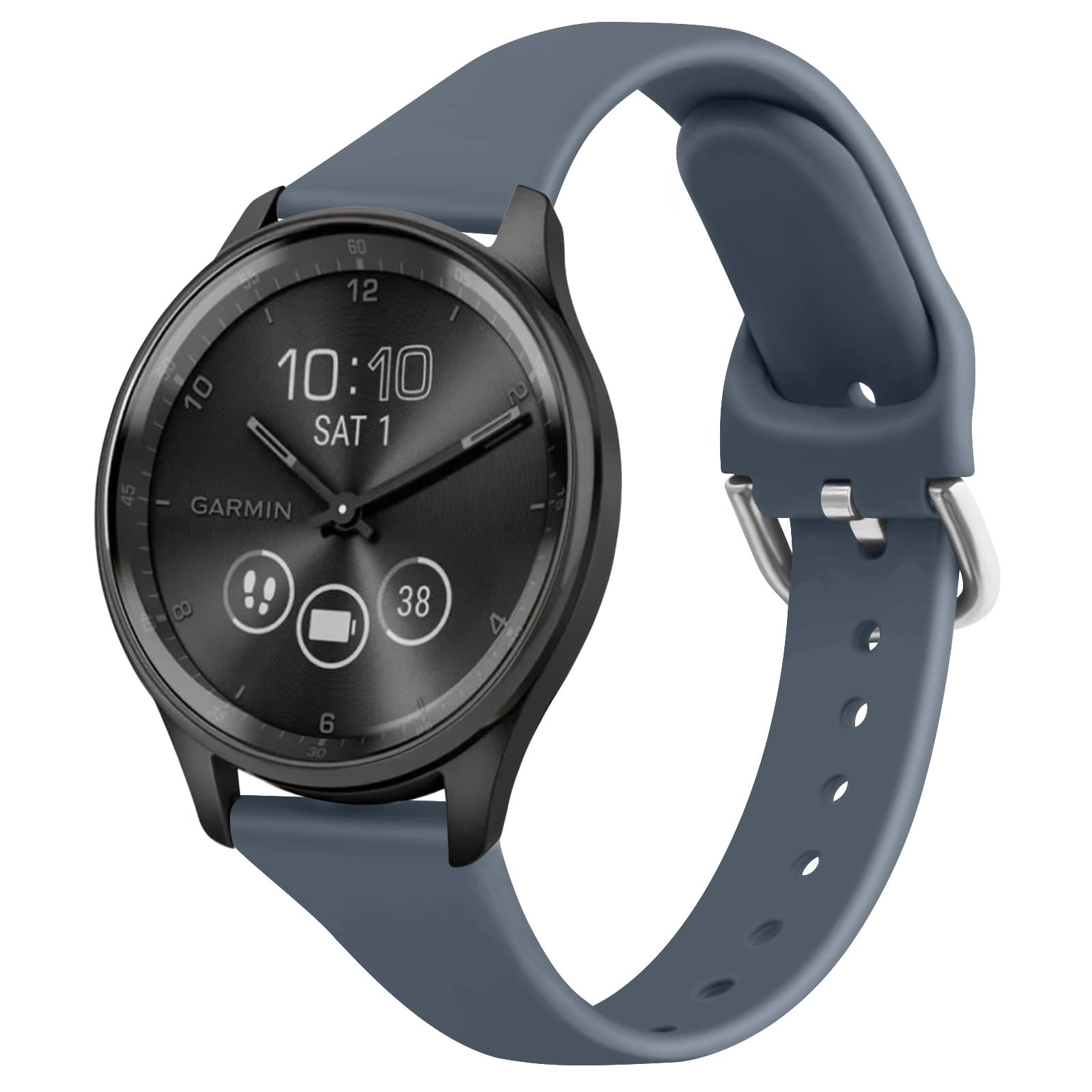 Slim 20mm Silicone Bracelet Replacement Band for Garmin Vivoactive 5/Vivomove 3/HR/LUXE/Sport/Trend (Grey Blue)