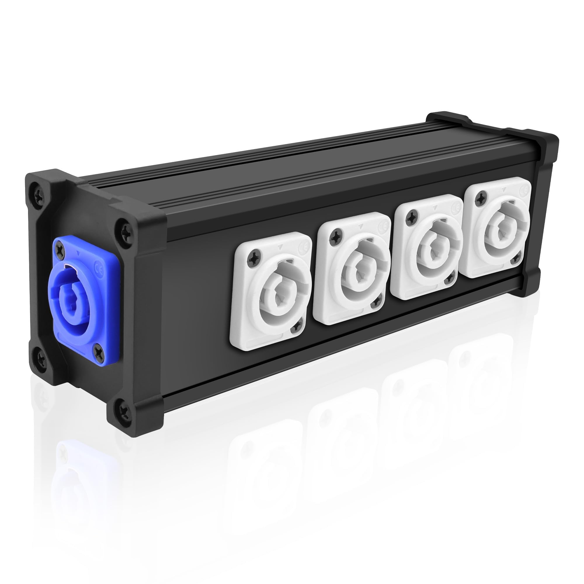 XMSJSIY PowerCon ingresso all'uscita da 1 a 4 Power Splitter Box 4 Canali Multi 1 in 4 Way Out PowerCon connettore per fascio LED di luce della testa mobile, potenza di luce da palco
