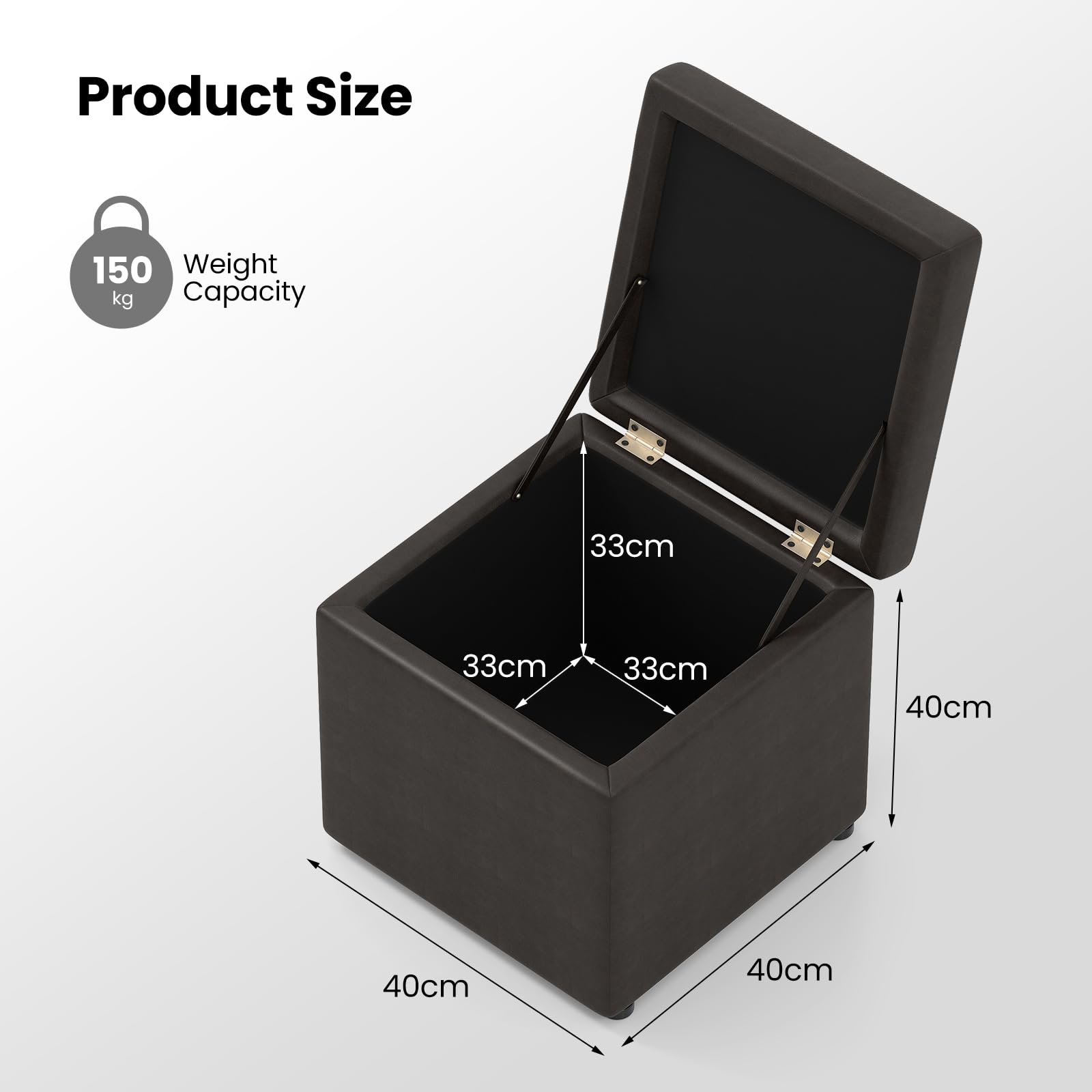 HOMASIS Pouf Contenitore Quadrato, Poggiapiedi Divano in Lino, Cassapanca Camera da Letto, Portaoggetti da Ingresso, Salotto, Sgabello di Stoccaggio Basso, 40 x 40 x 40 cm, Portata 150 kg