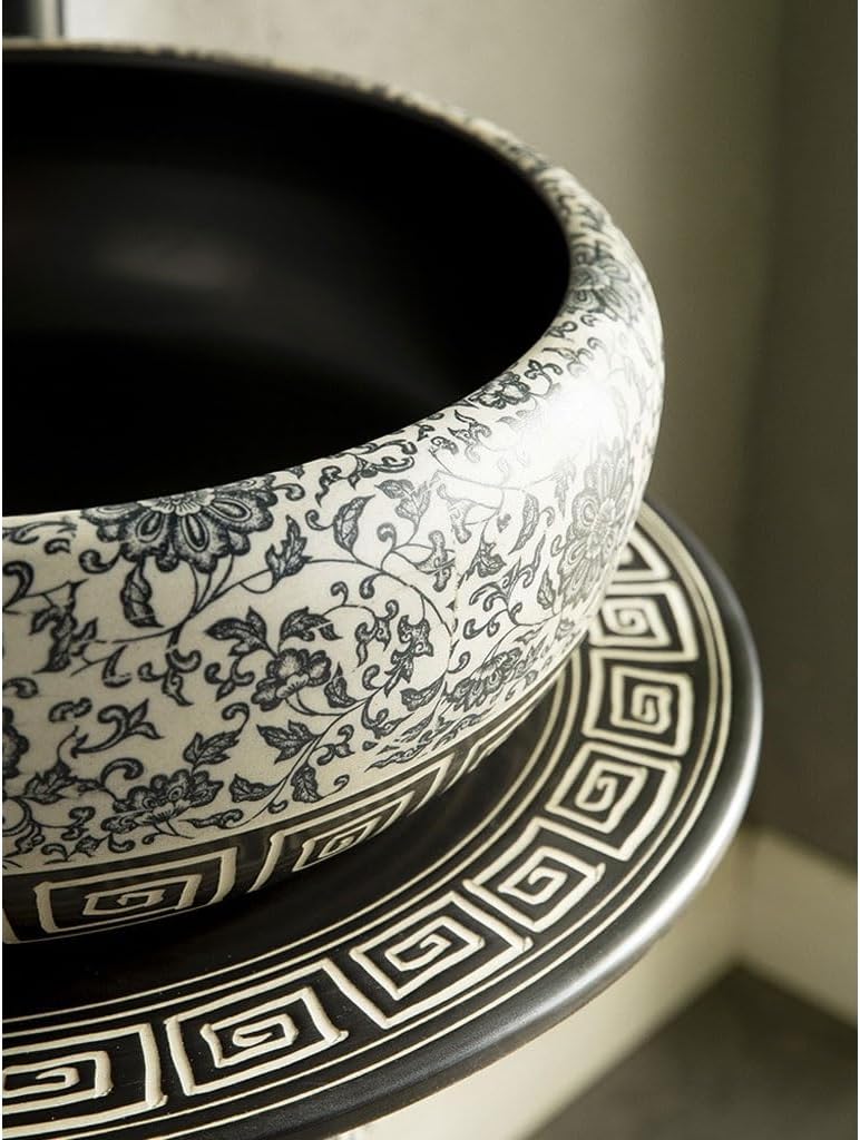 Pedestal Sinks Home Outdoor Wash Basin Courtyard Column Balcony Bathroom Integrated Floor Art Sink (A)