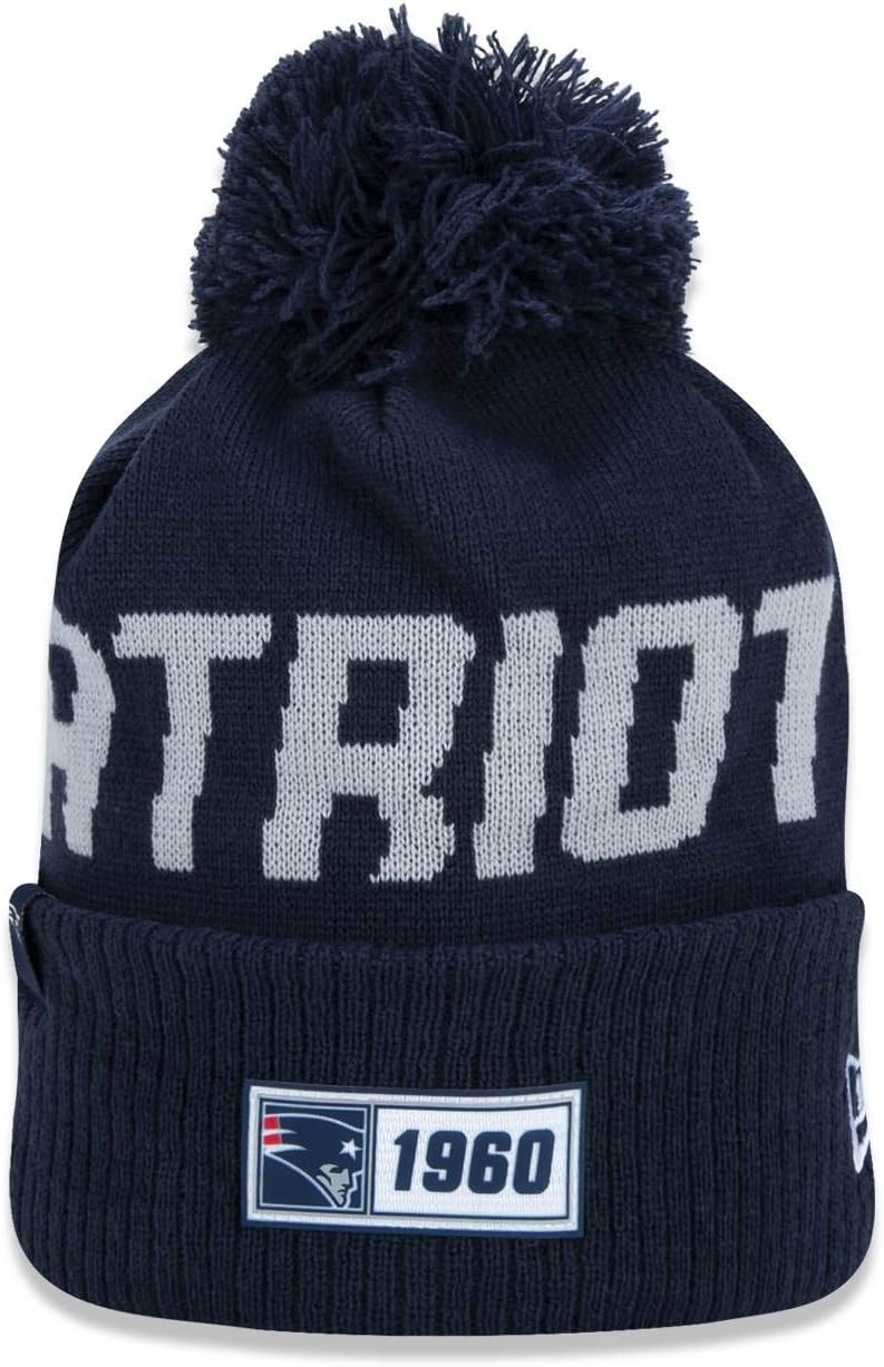 New EraNew England Patriots Beanie Knit Nfl 2019 On Field Road 1960 Blue - One-Size