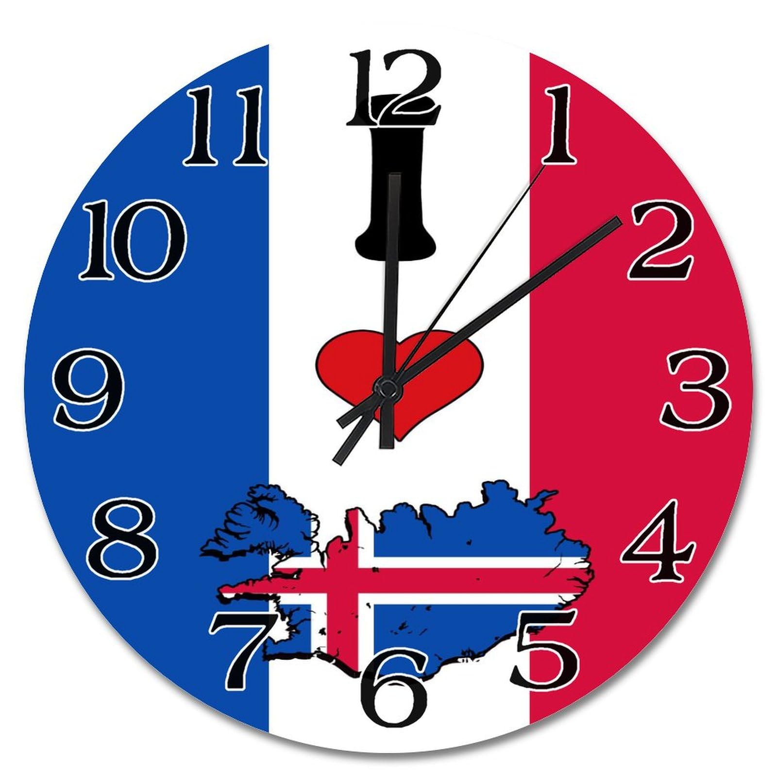 Horloge murale Islande silencieuse grande taille de 15 pouces