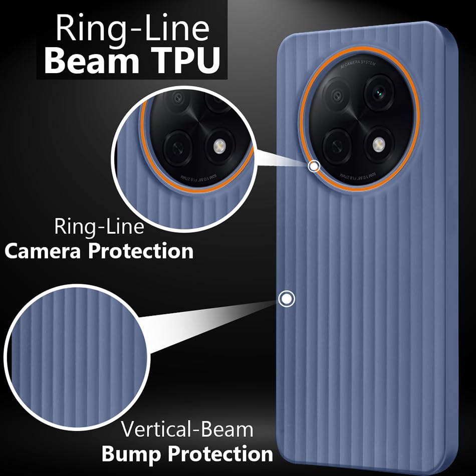 Image of Fashionury Ring Line Beam Design Back Case for Oppo F29 Pro 5G | Ring Line Camera Protection | Vertical Beam Bump Protection | Rubberised Back Case for Oppo F29 Pro 5G (Blue)