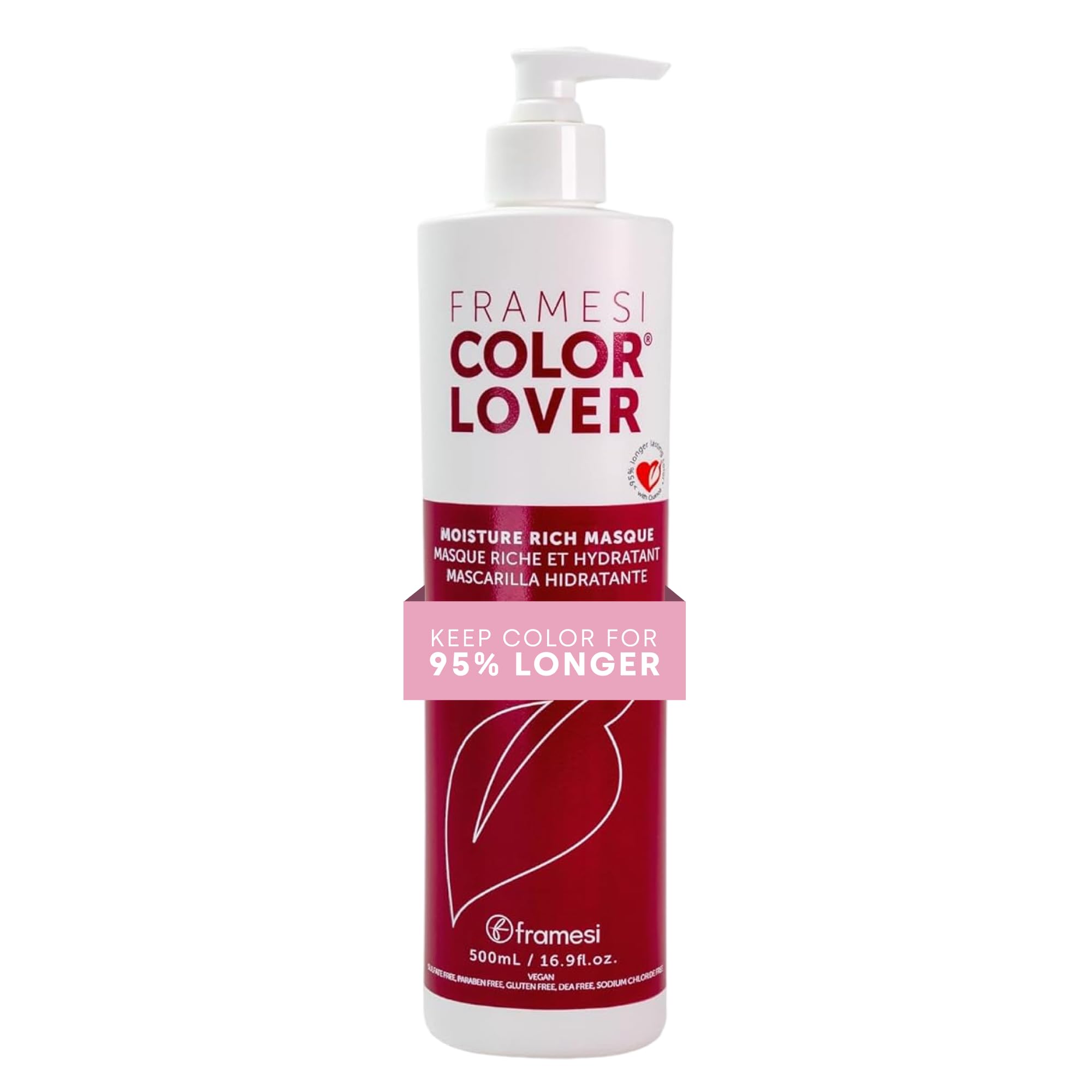 FRAMESI Color Lover Moisture Rich Masque, 16.9 fl.oz, Sulfate Free Hair Mask for Color Treated Hair