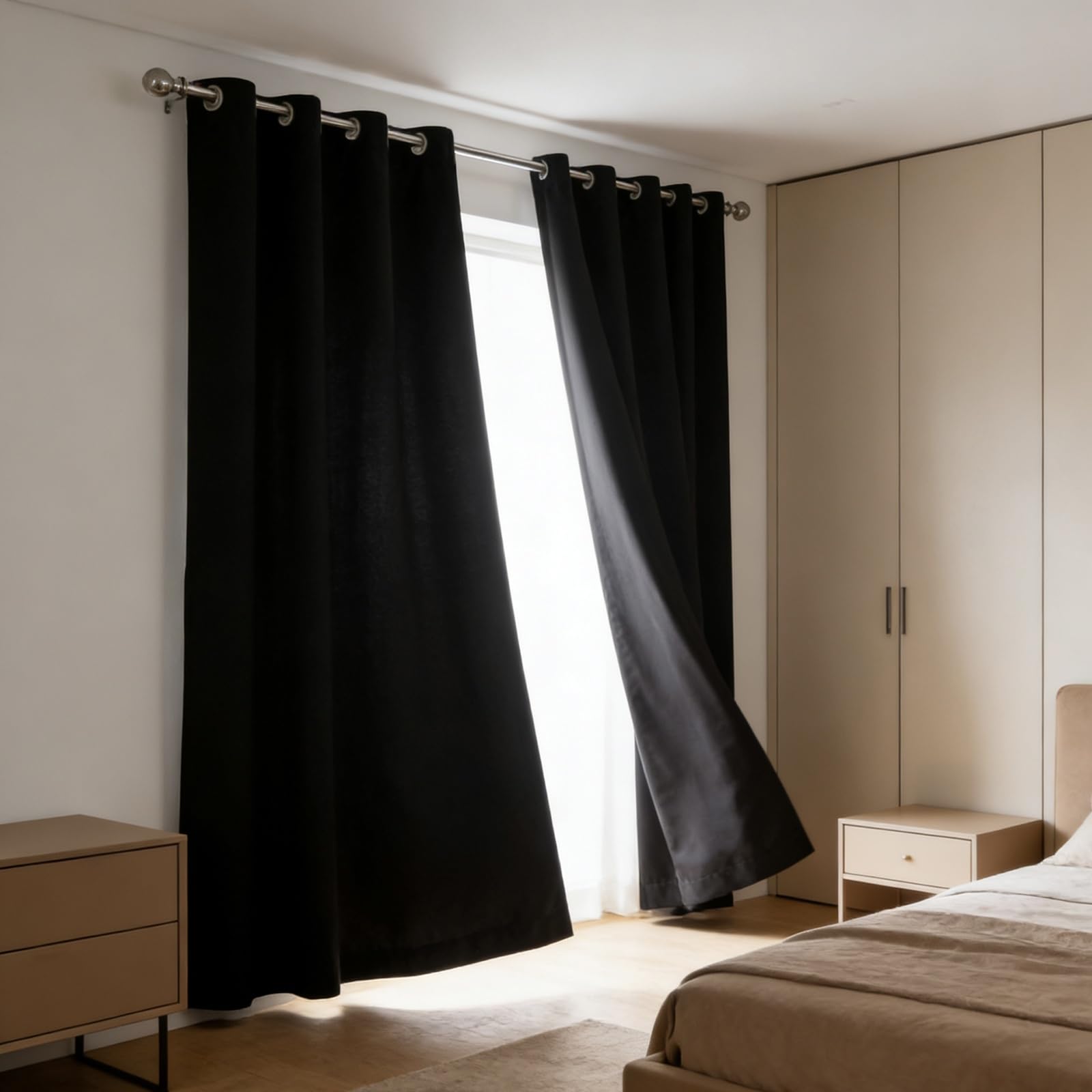 Rideau opaque noir 90x75 cm pour un sommeil de qualité et protection anti-UV chambre