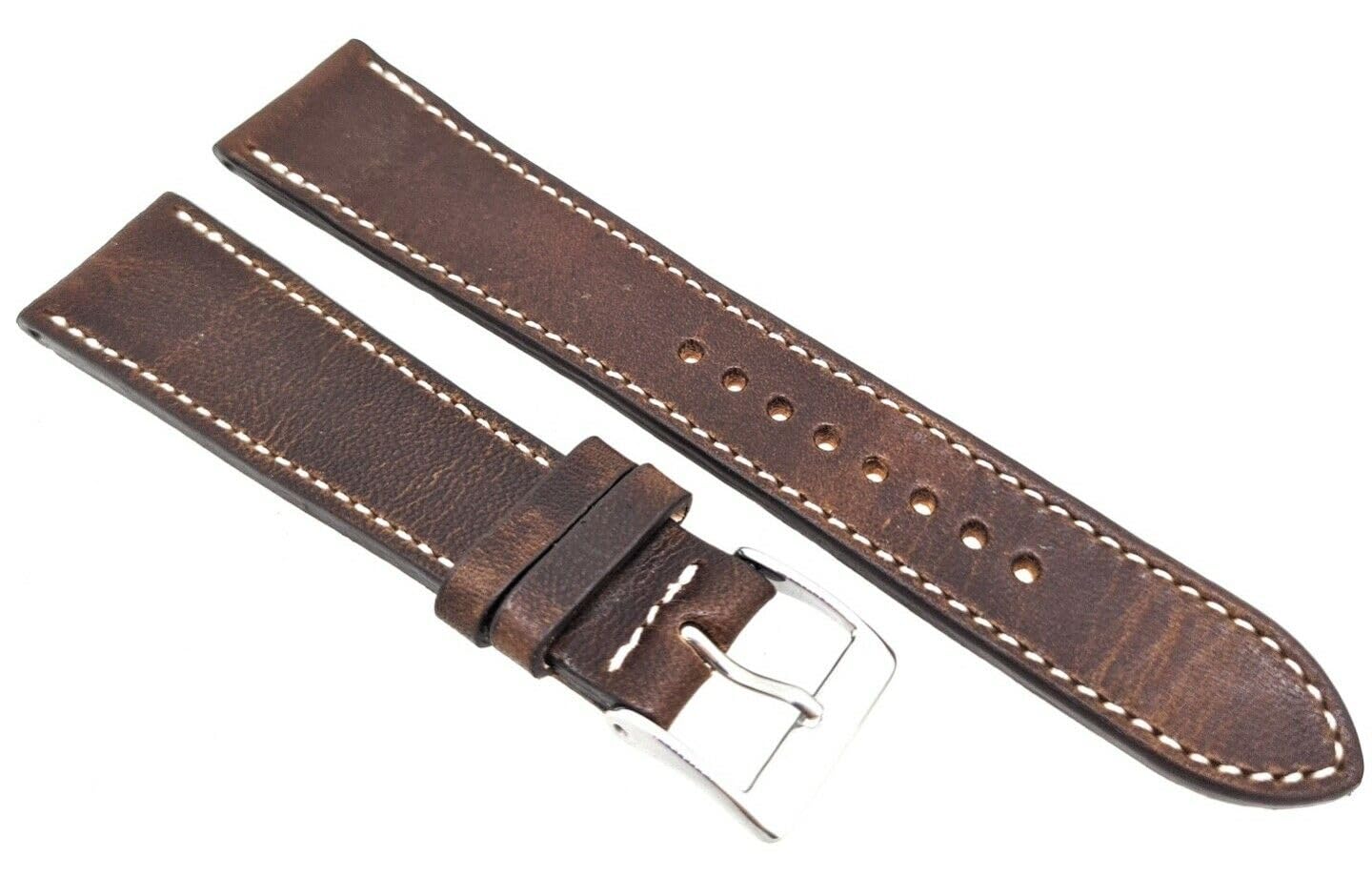 Fluco Horween Dublin Cinturino per orologio, 20/16 mm, marrone scuro, Made in Germany