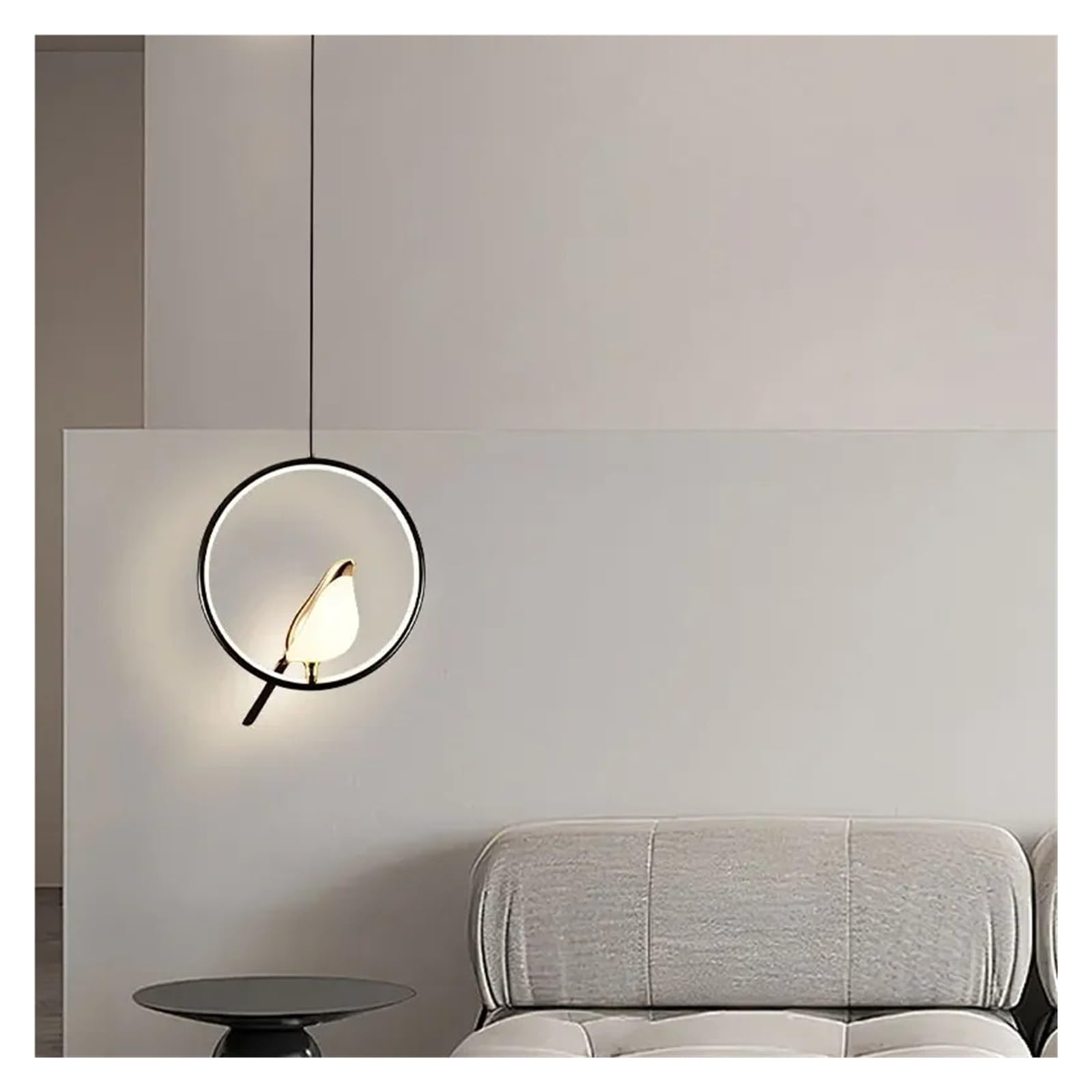 MESOVFCA Magpie Bird LED Cord Pendant Lamps Indoor LED Chandelier Lights for Bedside Bedroom Indoor Black/Gold Hanging Lights,Warm Atmosphere