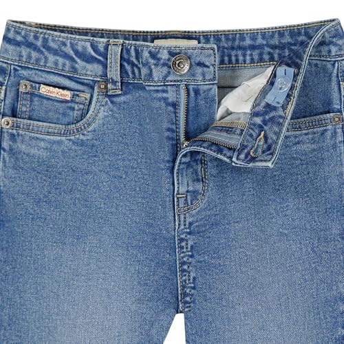 Calvin Klein Girls' 5-Pocket Flared Leg Jean, Zipper Fly & Button Closure, Two-Tone Andrew Wash, 10 - image 2
