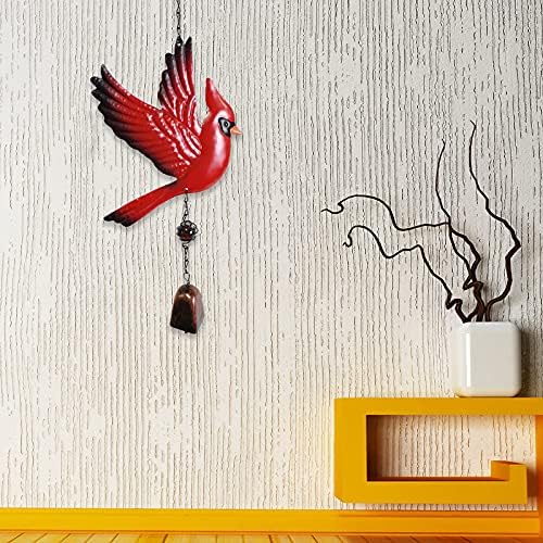 Tinsow Cardinal Bird Wind Chime Christmas Hanging Decorations Bell Outdoor Wind Chime Outdoor Decoration for Patio, Deck, Yard, Garden (Red-Flaping) - Image 2