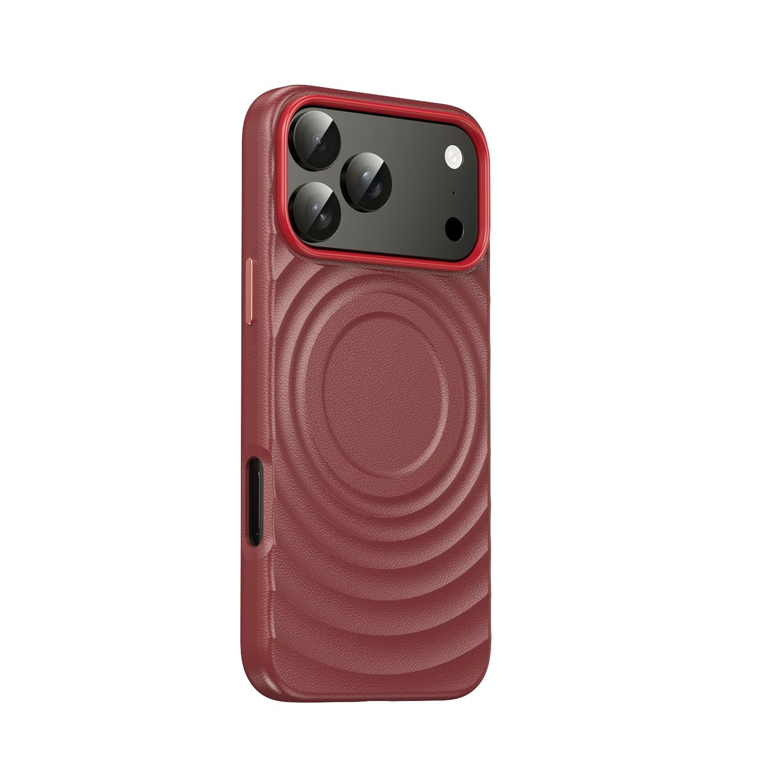 Coque iPhone 17 cuir premium rouge vin rigide silicone - 7