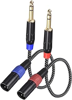 PATIKIL 1/4 Inch TRS to XLR Male Patch Cables, 3.3ft 22AWG Microphone Cables Nylon Braided Cord 6.35mm to 3-Pin XLR Speaker Patch Cables for Mic Mixer 2 Pcs