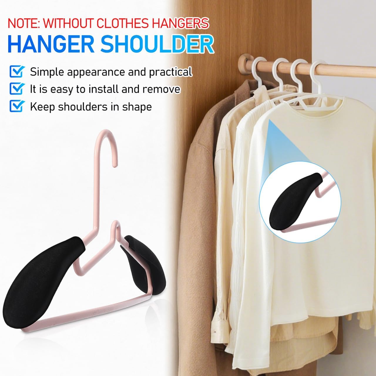 Luxshiny Clothes Hanger Shoulder Pads 10 Pack Foam for Sweaters Coats and Delicate Garments 5.51X1.77X1.18 Inches No Shoulder Bump Hangers for Closet Organization