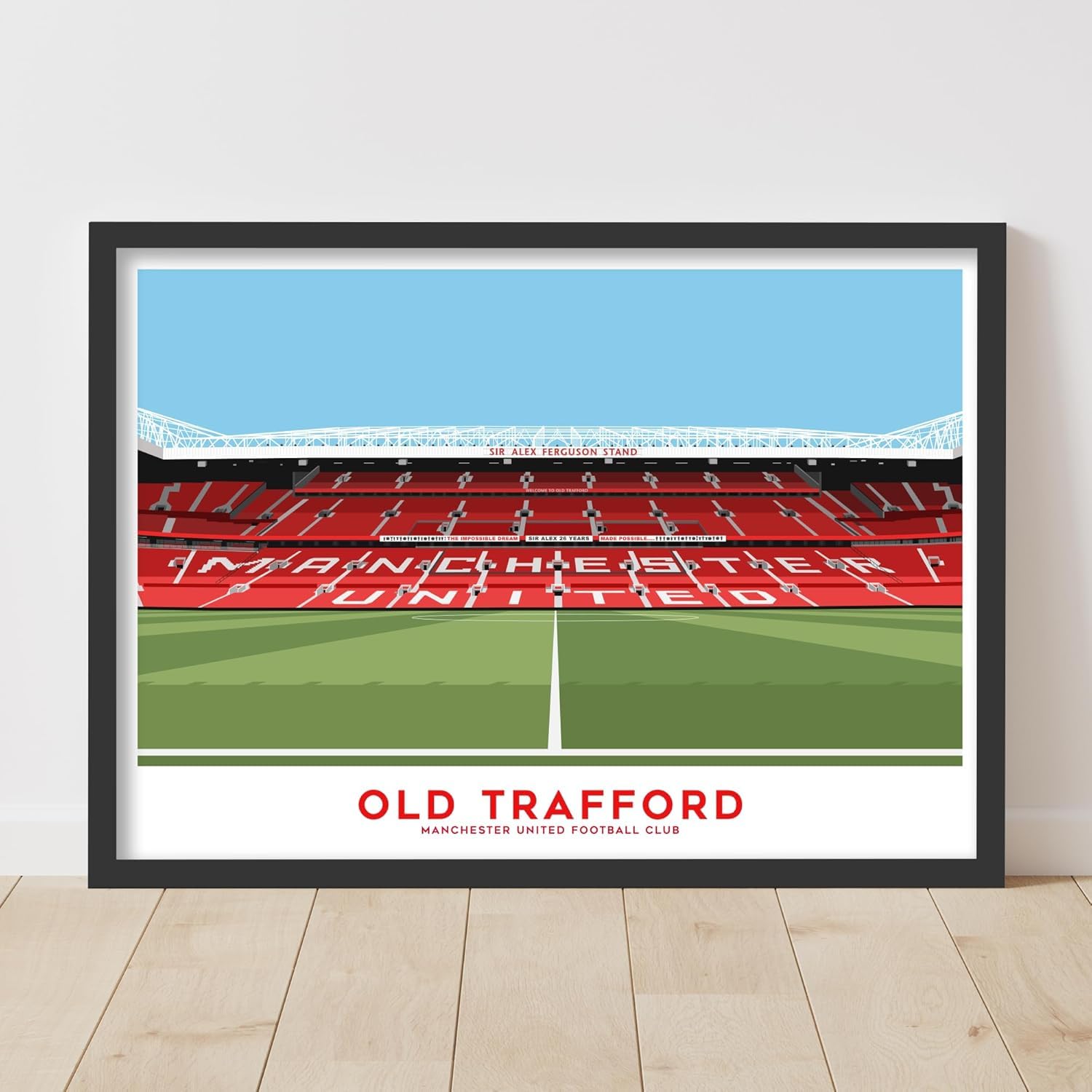 Themed Manchester United FC Print - Old Trafford Stadium Illustration Poster Football Wall Art (21cm x 29.7cm - A4)