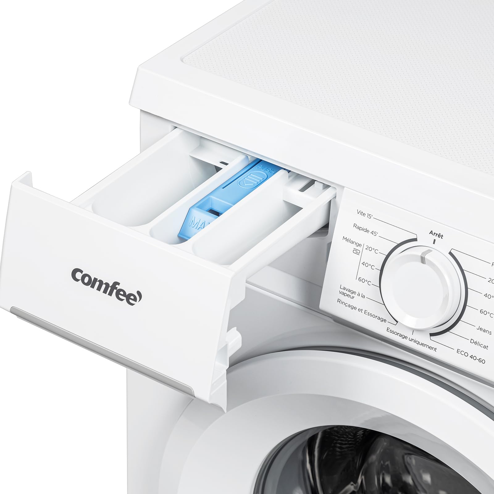 COMFEE' CFE12EW80/W-FR Lave-Linge Frontal 8KG, Classe énergétique A, Moteur BLDC 1400 Tr/Min, 15 Programmes, Prélavage, Blanc