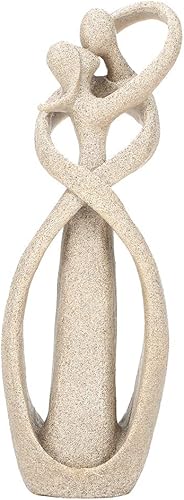 Oumefar Estatua de piedra arenisca para amantes, escultura de pareja, escultura tallada, adornos para arte, manualidades, oficina, escritorio,