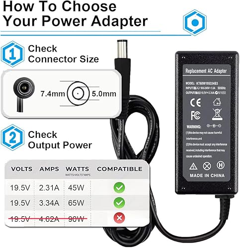 Miniatura 3 de Cargador adaptador de CA PA-12 de 19.5V 3.34A 65W para Dell Inspiron M5030 M5110 N4010 N4020 N4030 N5010 N5110 N5030 N5040 N5050 Inspiron 15-3520