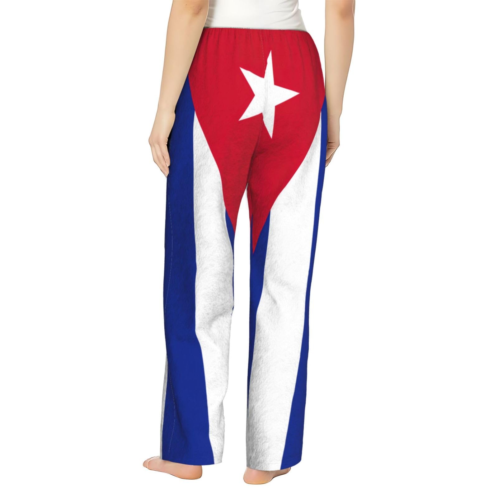 Damen-Schlafanzughose mit kubanischer Flagge, Flanell, warm, bequem, für Urlaub, Weihnachten