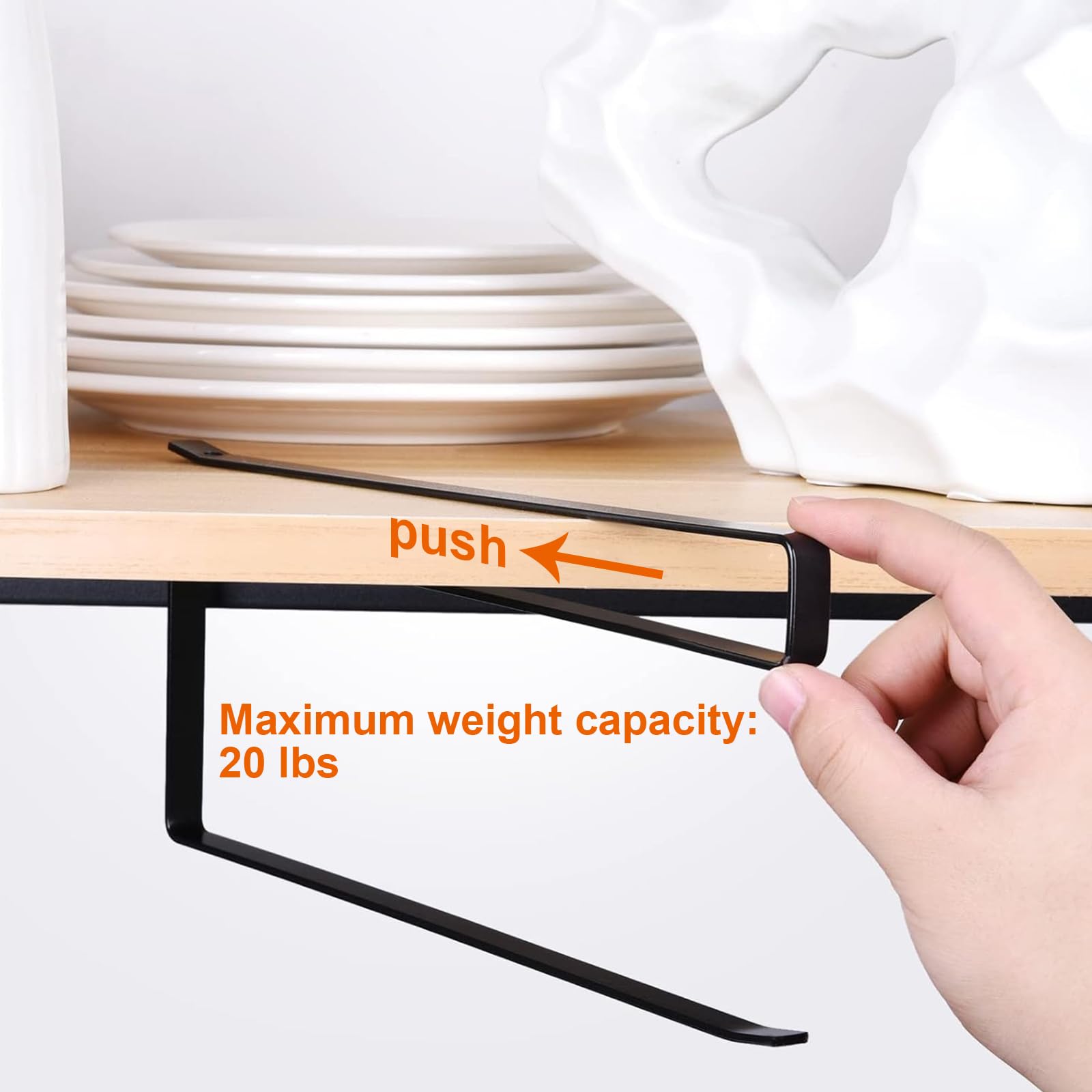 2 Portatazze Sottomensola Bianchi | Ganci Per Tazzine + Portarotoli | Con Viti Adesive | Organizza Cucina - Foto 8