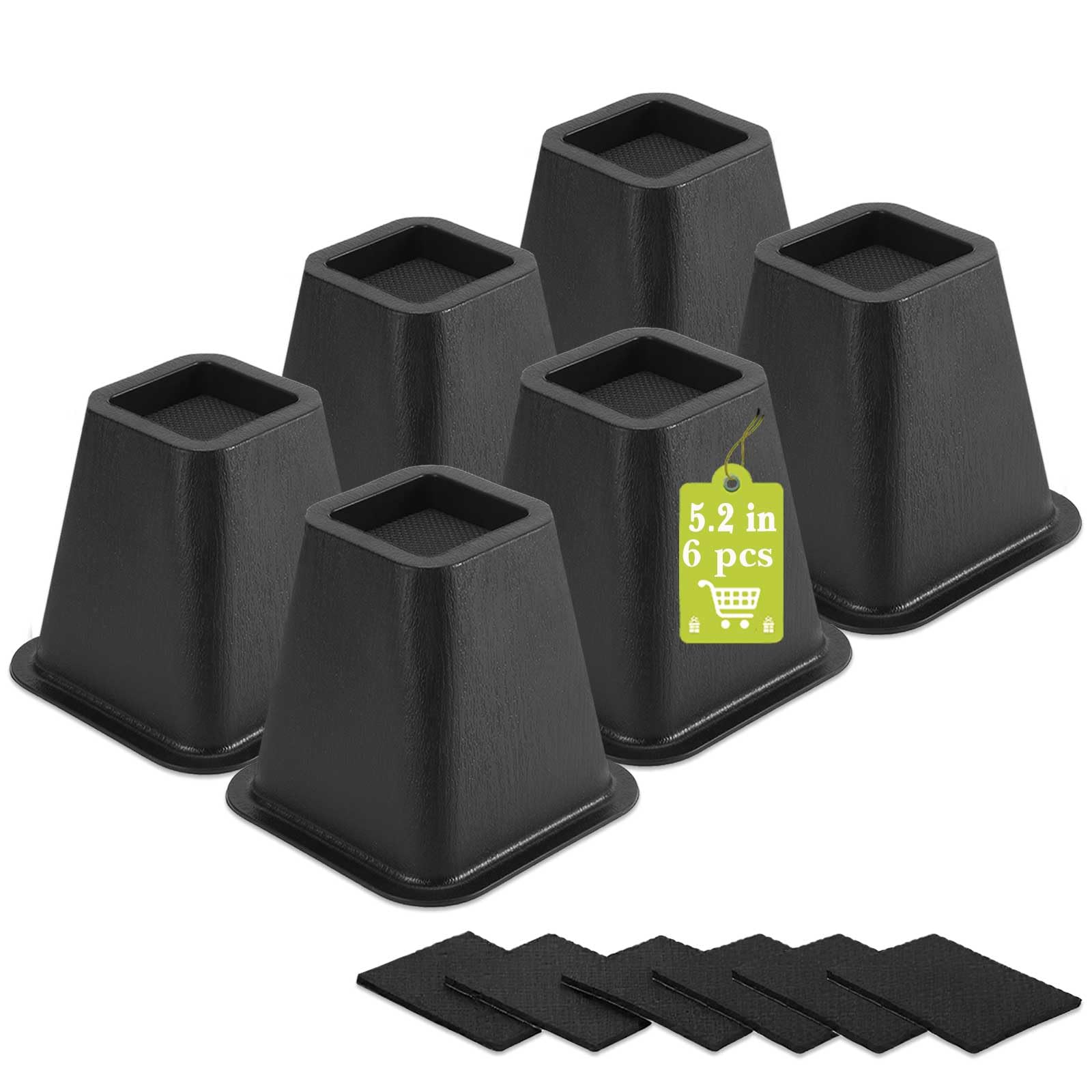 6 Pack Furniture Risers 6 Inch, Bed Risers Heavy Duty for Table Desk Couch Chair Sofa Cabinet Bed Frame Dorm, Square Table Leg Risers Lift Height 6", Black-image-35