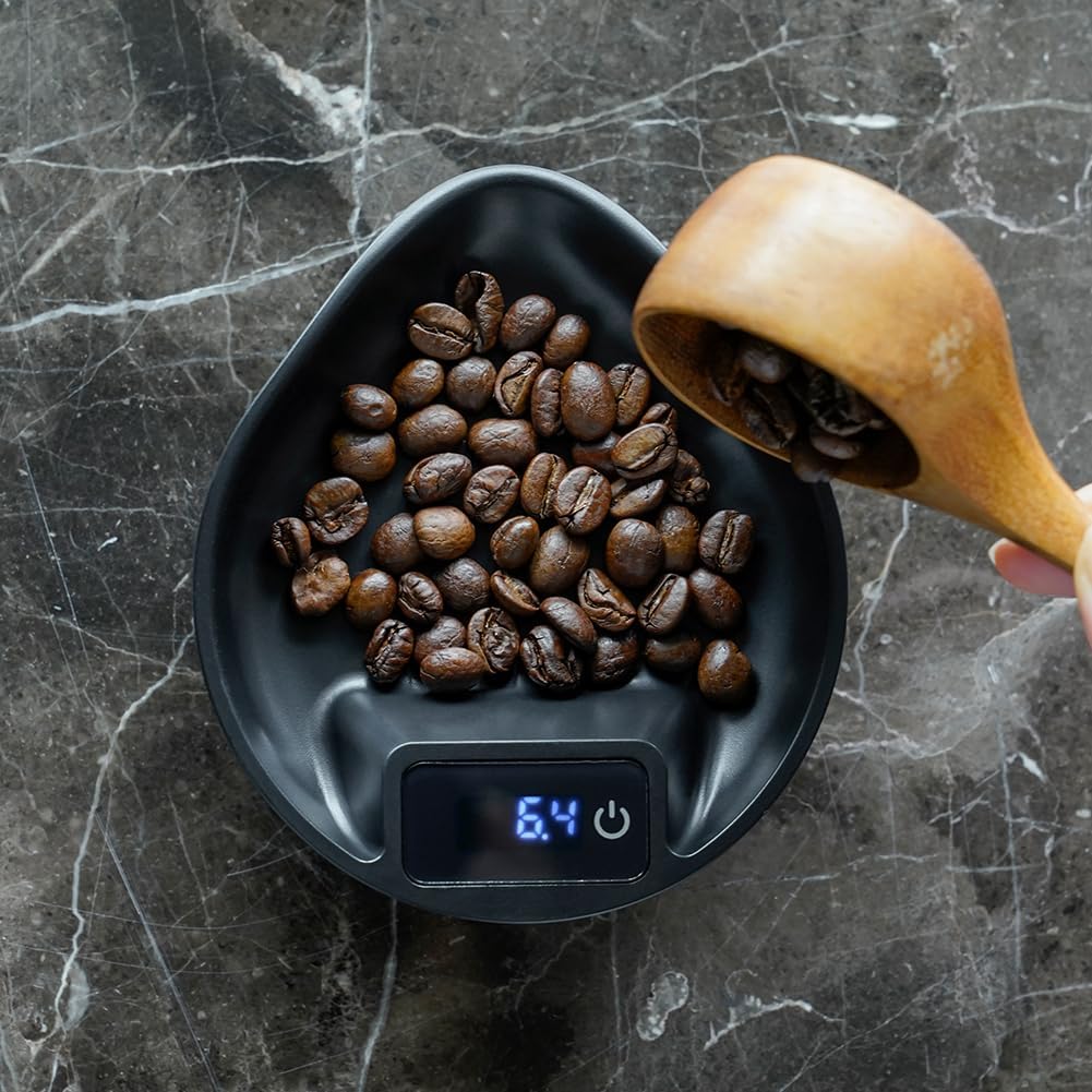watchget Taza dosificadora de granos de café, báscula electrónica y bandeja dosificadora de granos de café, báscula de espresso para peso y dosis de granos, báscula digital de precisión de 0,3 a 1000