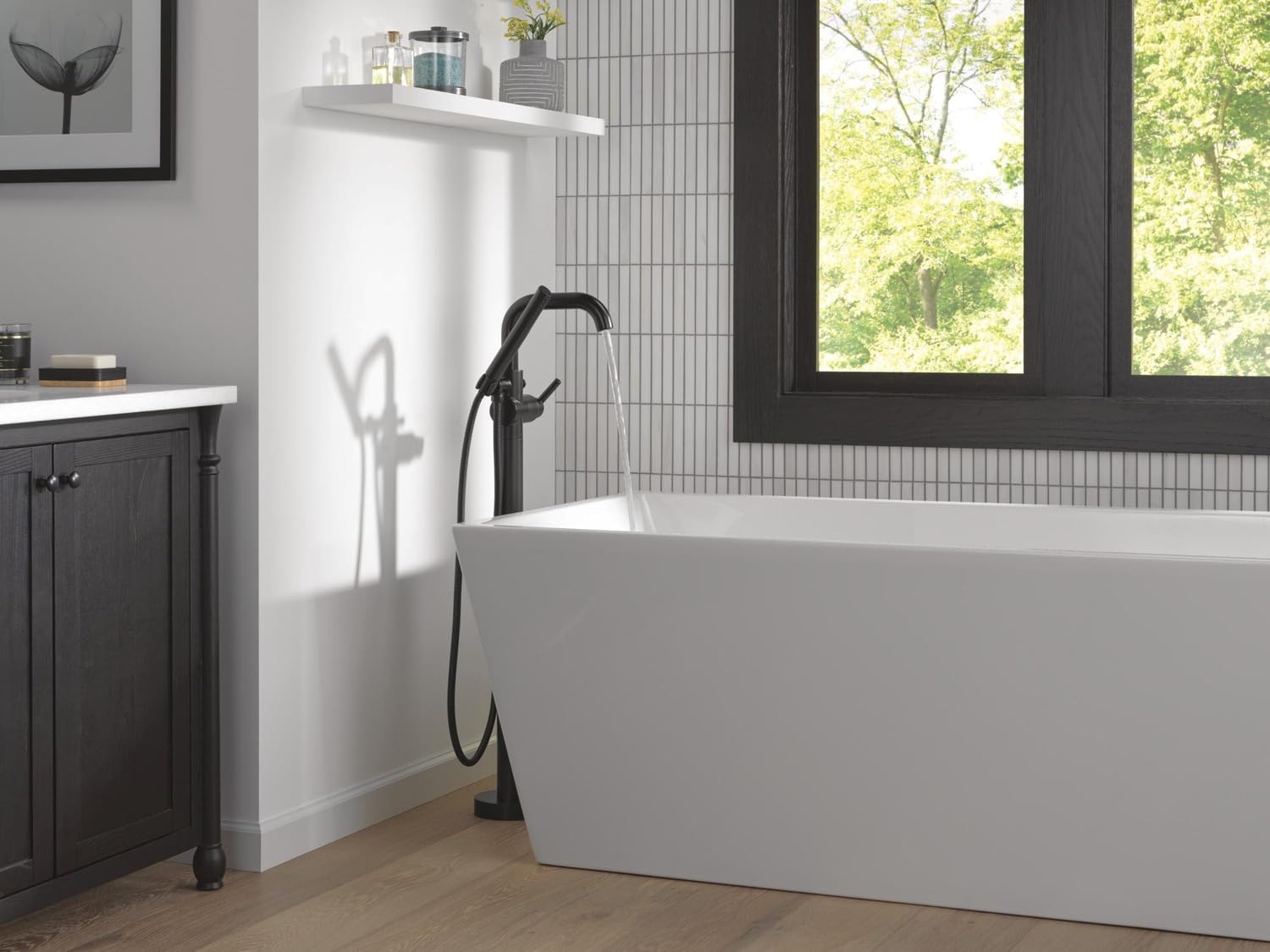 Delta Faucet Trinsic Floor Mount Tub Filler - Freestanding Roman