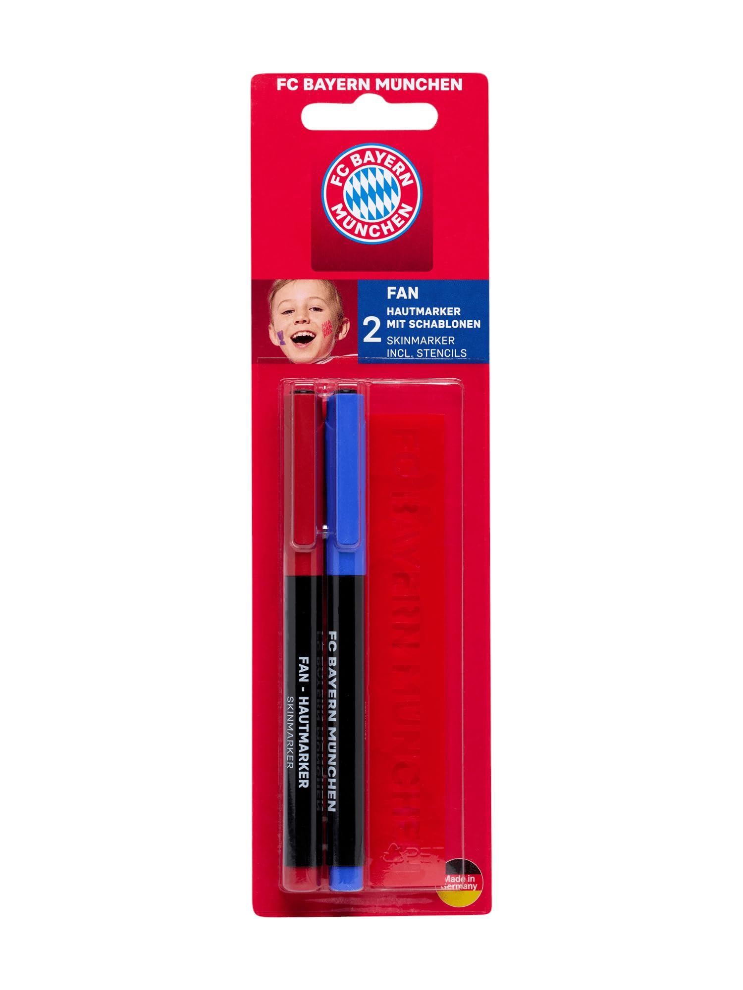 FC Bayern München Fan Hautmarker 2er-Set Kinder Rot