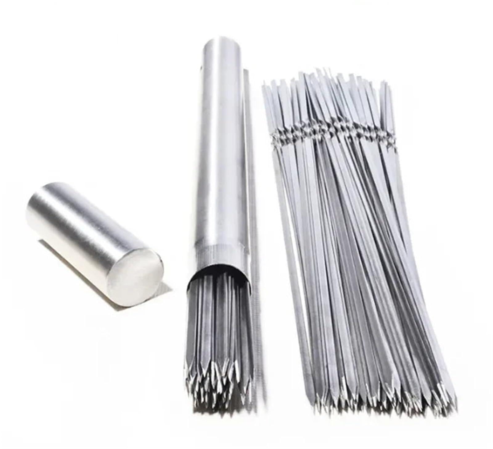 Spiedini per grigliate 304 Acciaio inossidabile 50 100 pezzi Barbecue BBQ Ago Stick Barile Arrosto Kebab Carne Spiedini Campeggio all'aperto Picnic Strumenti Grigliate(100 pcs 34cm)