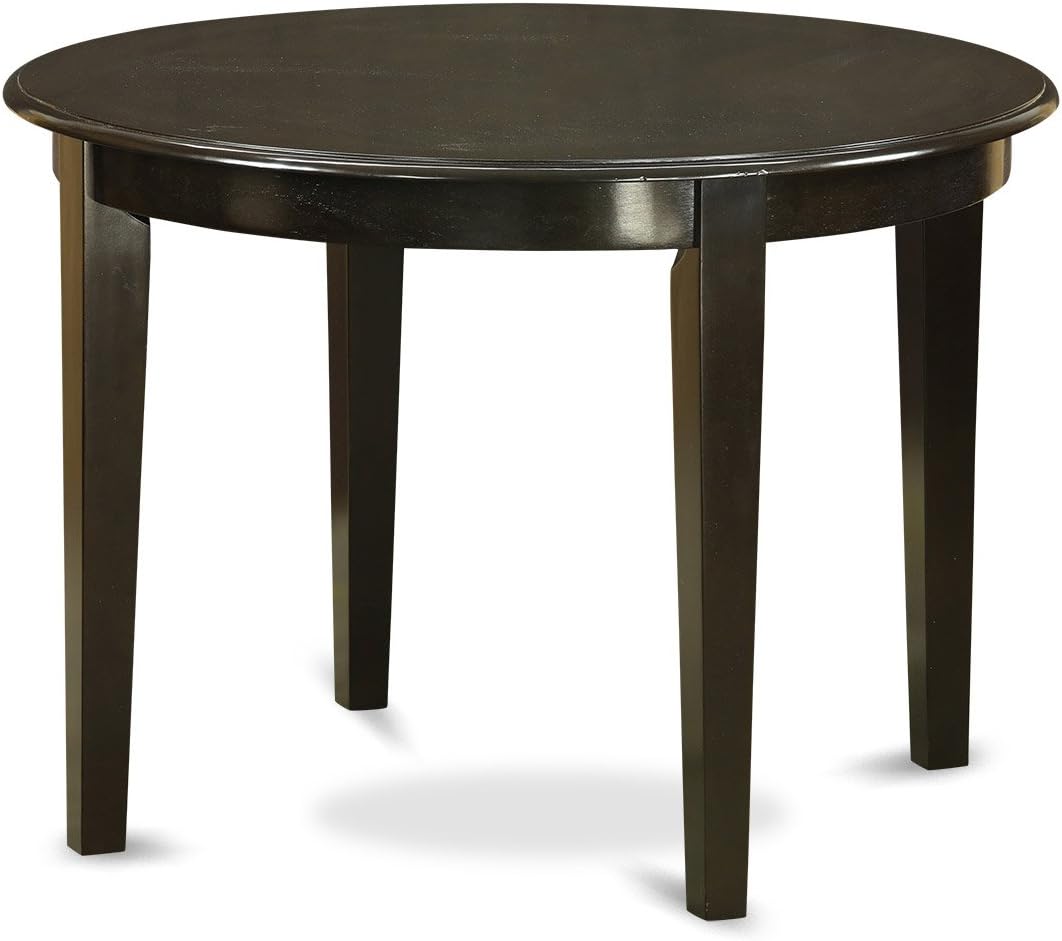 East West Furniture BOCA3-CAP-C 3 Piece Dining Room Table Set Contains a Round Wooden Table and 2 Linen Fabric Kitchen Dining Chairs, 42x42 Inch, Cappuccino