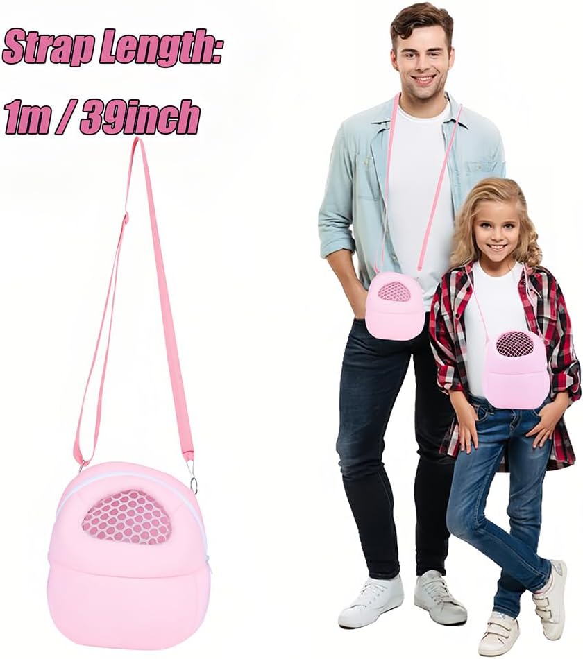 Hamster Carrier Bag, Small Animal Carrier Pouch Hamster Outdoor Hangbag Breathable Outgoing Travel Carrying Sling Case with Adjustable Straps