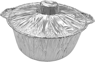 Round Foil Baking Pan Lid Heavy Duty Tin Foil Dish for Oven Cooking Large Capacity Food Prep Tray for Roasting Fish and Meat Disposable Aluminum Container