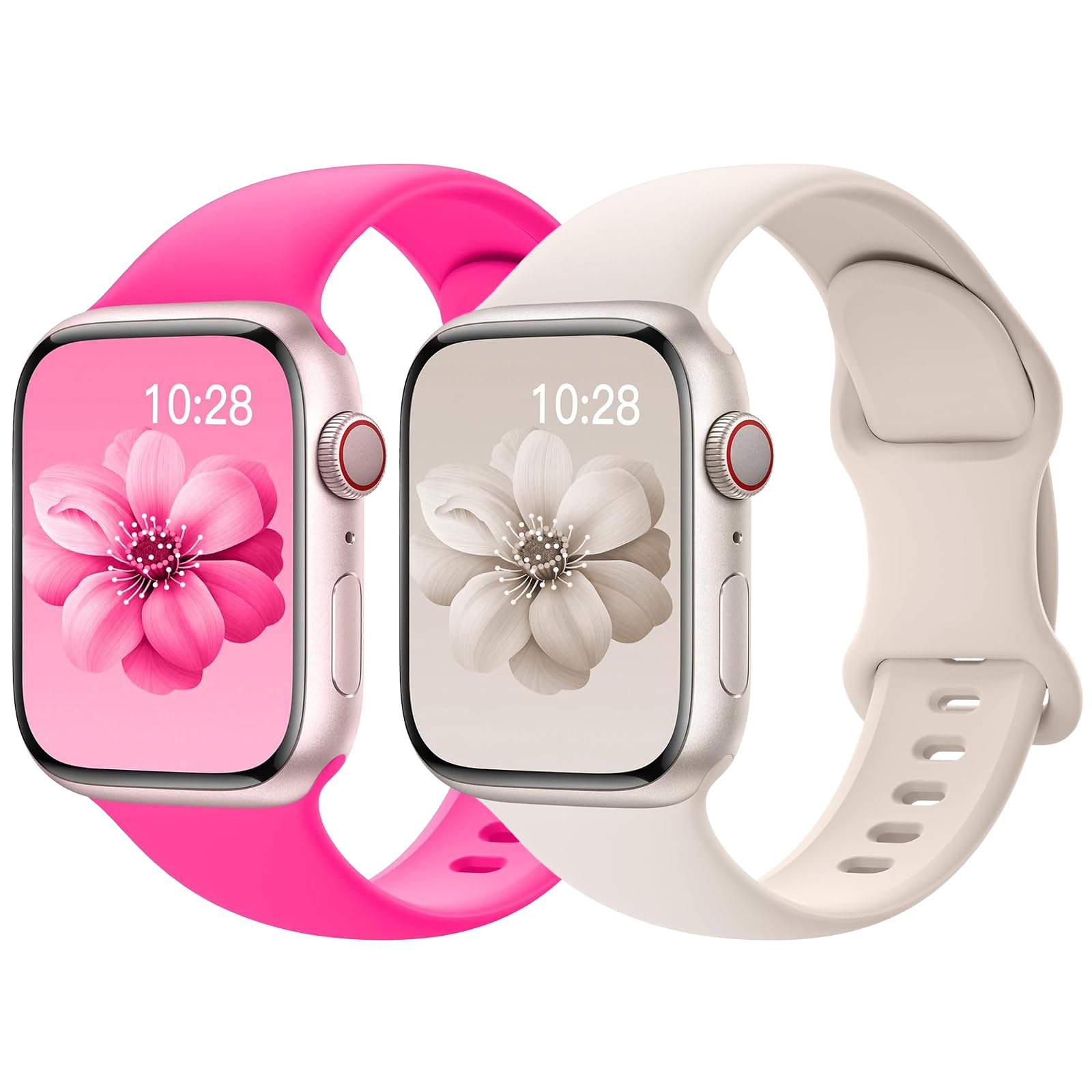 Yoohoo 2 Stück Silikon Armband kompatibel mit Apple Watch 40mm 41mm 42mm 44mm 45mm 46mm 49mm für Damen Herren,Sport Armbänder für iWatch 11 10 9 8 7 6 5 4 3 2 1 Ultra Ultra2 Ultra3 SE 3/2/1