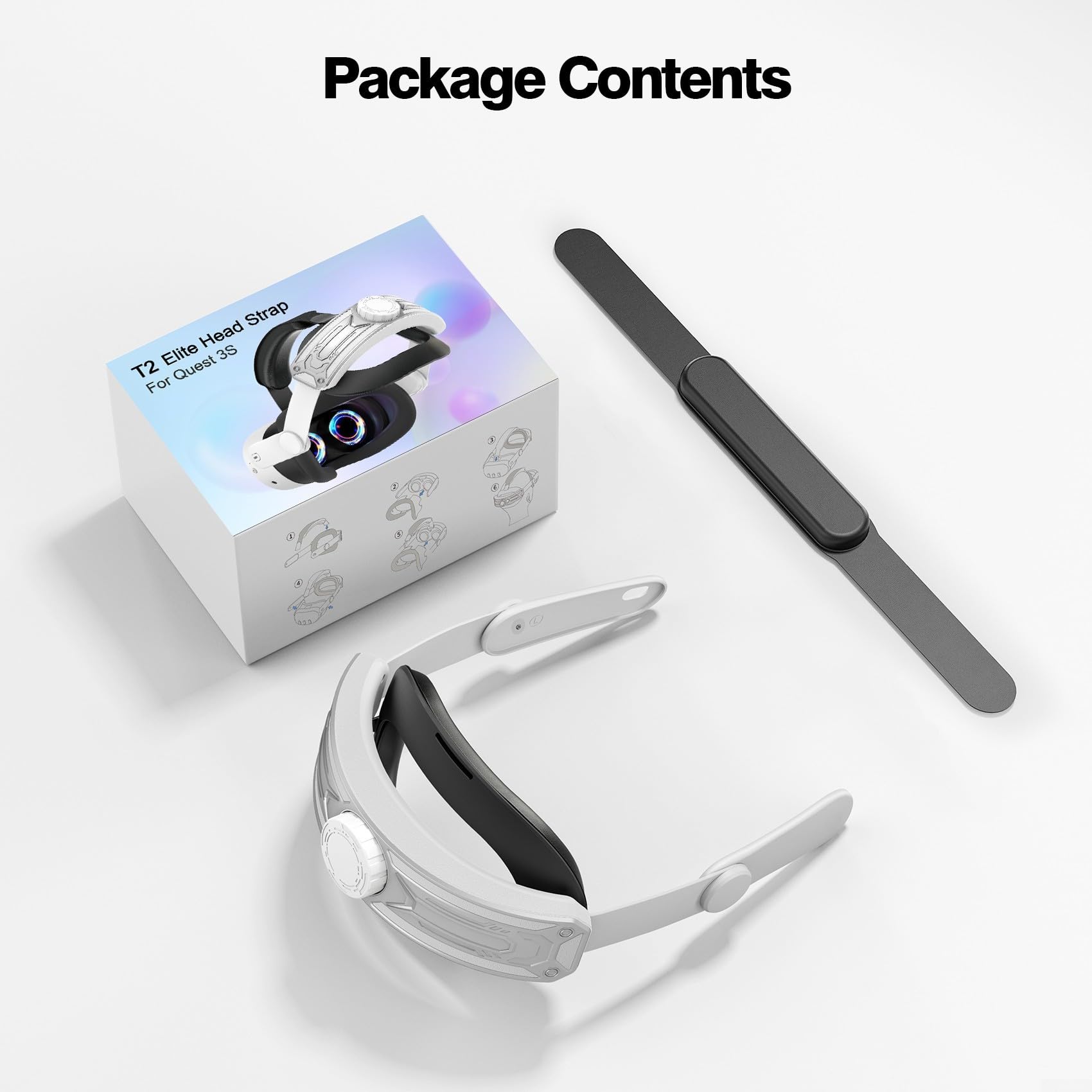Sangle de tête réglable élégante et fonctionnelle compatible avec le système de jeu Meta Quest3S VR (doré)