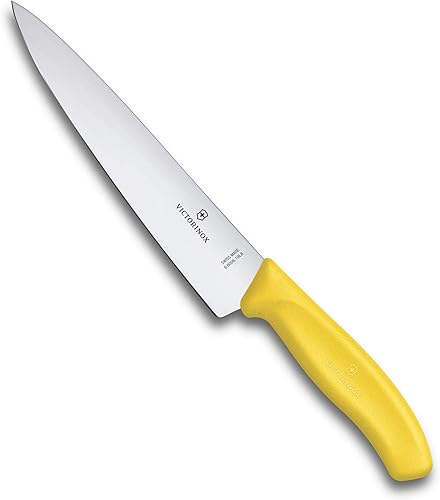 Victorinox Swiss Classic, Cuchillo de trinchar, hoja extraafilada, borde recto, 7.5 in, mango de plástico, acero inoxidable, amarillo