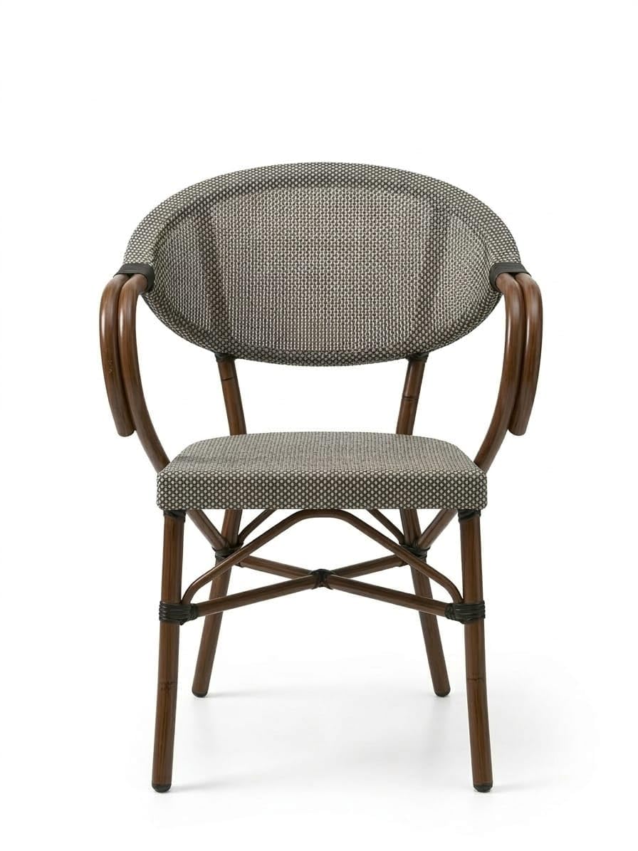 Silla de Mimbre o Malla Hecha a Mano con Brazos para Eventos 83x58x48cm
