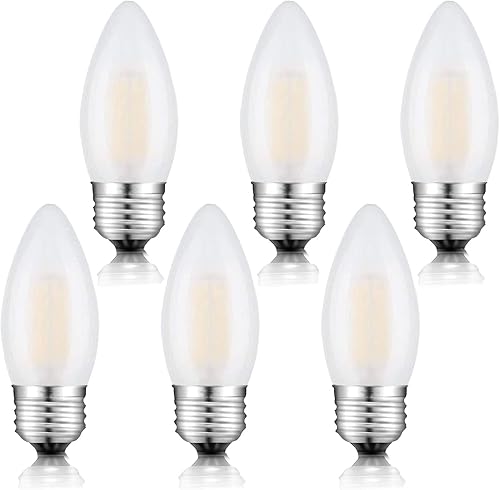Bombillas E26 para candelabro, bombillas esmeriladas, 25 W, equivalente a 2700 K, blanco cálido, punta de torpedo B11, regulables, 2 W, bombillas
