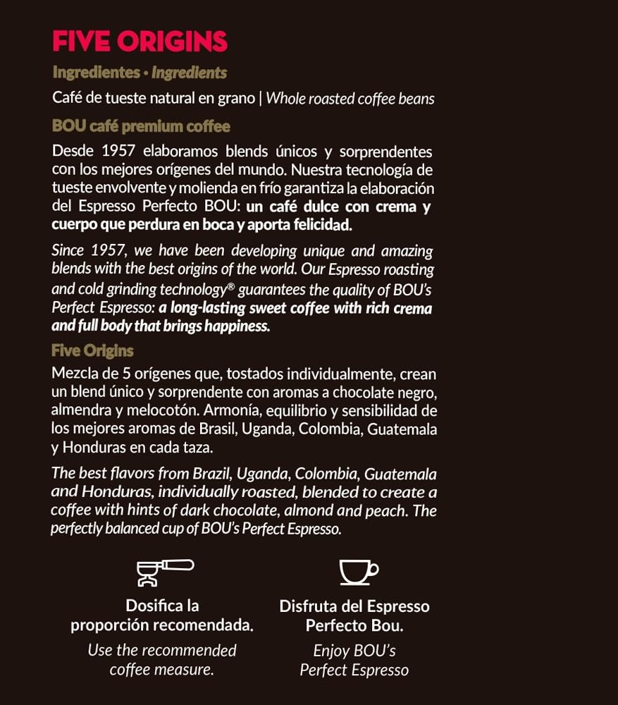 Café BOU - Grano Five Origins Edición Premium | 42 Botes x170g