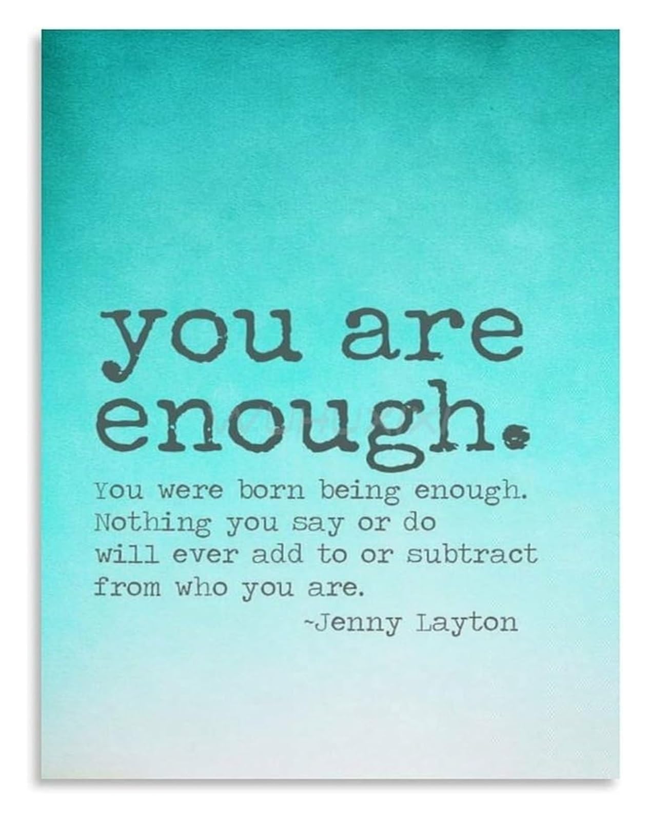 NWPNLXEA You Are Enough Thoughtful Quote Canvas Wall-Art for Bedroom Living Room Interior Framed,08x12inch(20x30cm)