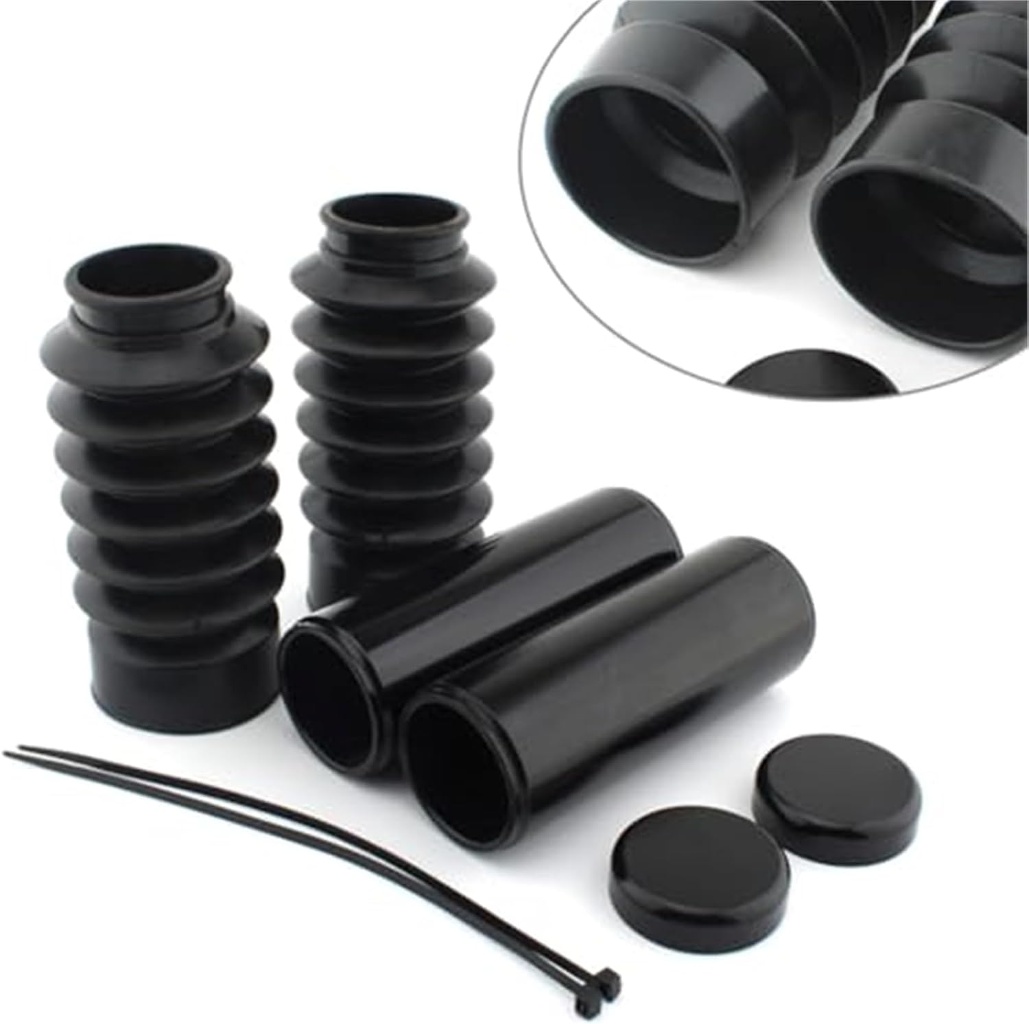 2個アルミ合金ゴムチューブキャップキットフロント、フォークカバー